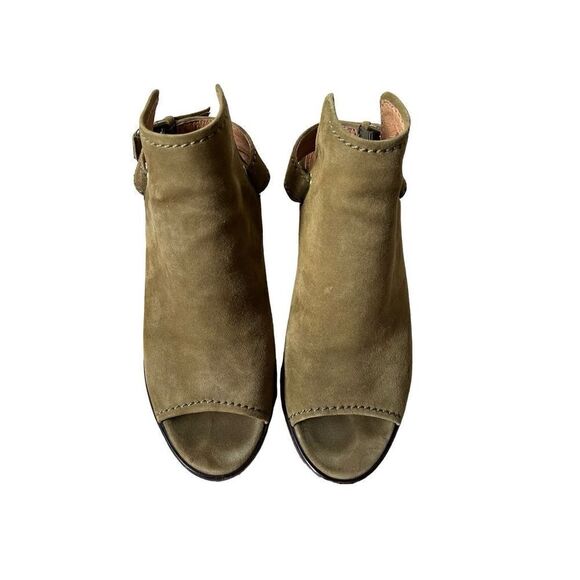 Frye Dani Shield Sling Back Booties Size 7M Green Suede - Picture 2 of 13